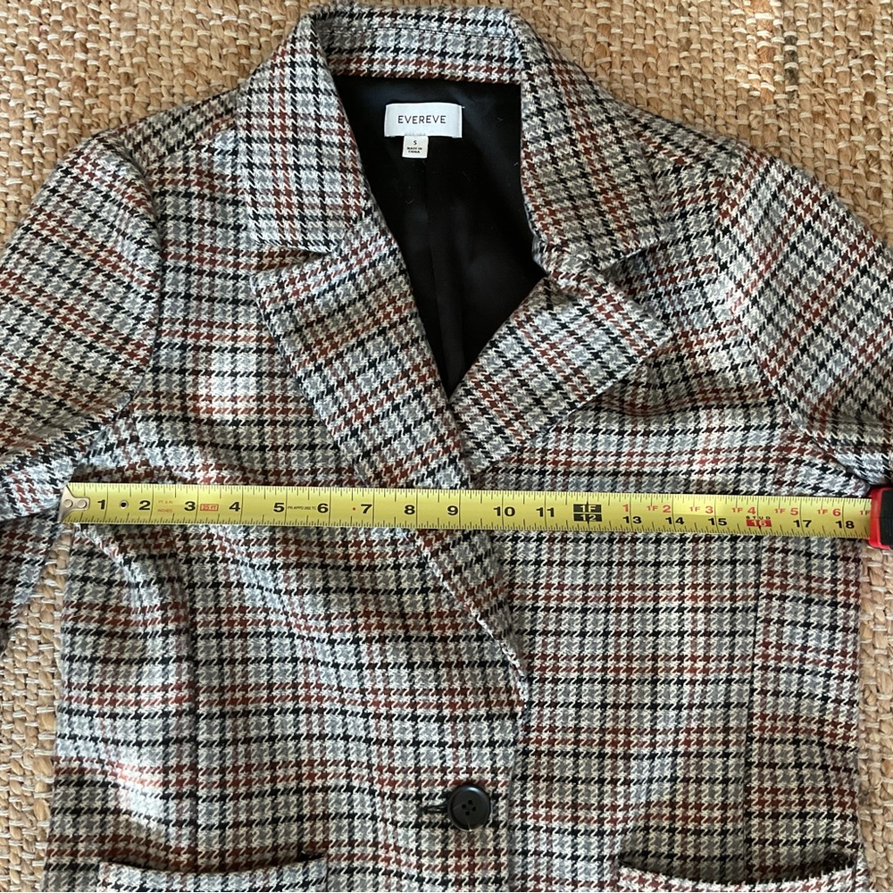 Evereve wool blend plaid Bowden small sued elbow blazer - Picture 15 of 16
